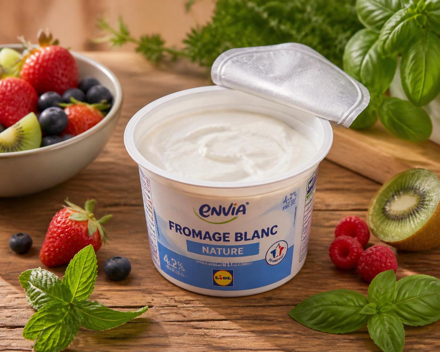 découvrez le fromage blanc envia de lidl, une option saine et économique pour sublimer vos desserts green avec fraîcheur et gourmandise.