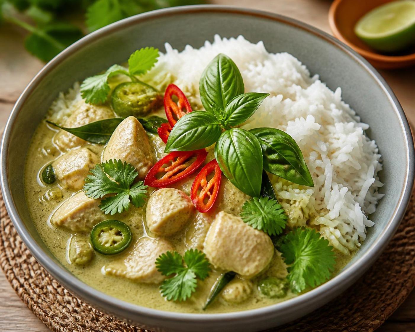 découvrez notre recette de poulet au curry vert, idéale pour un plat savoureux et léger. suivez nos astuces simples pour réussir un curry parfumé et équilibré à chaque fois.