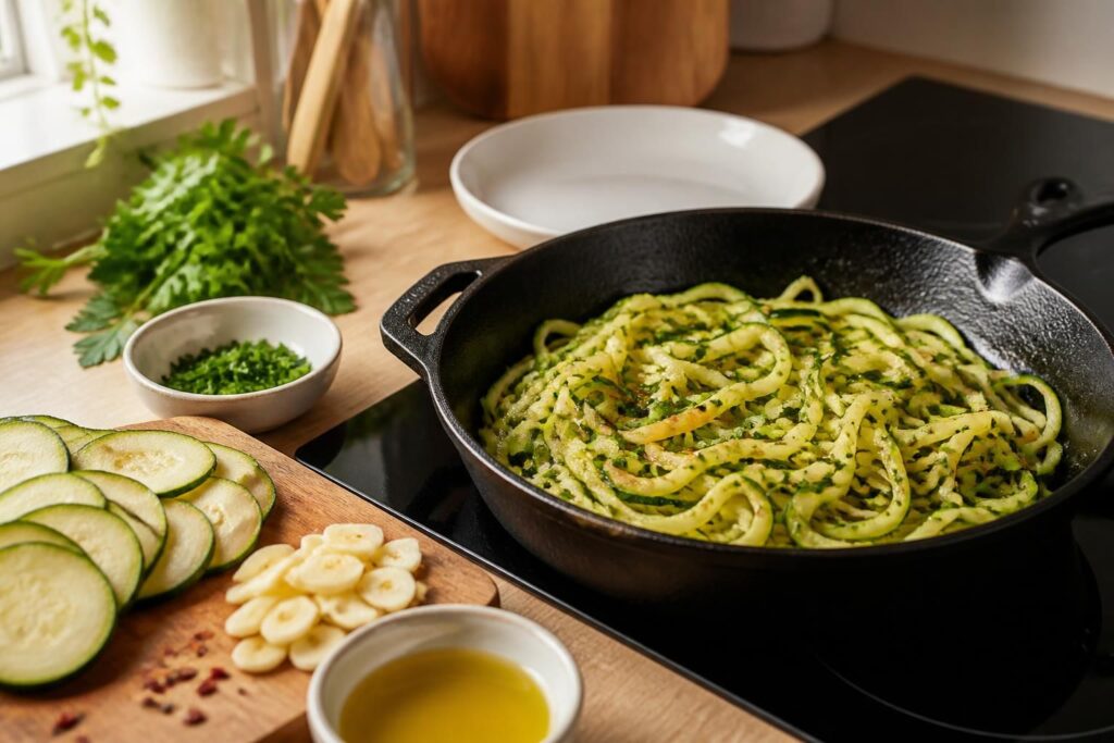 découvrez notre recette rapide et légère de tagliatelles de courgettes à la poêle, parfaite pour un repas sain et savoureux en quelques minutes.