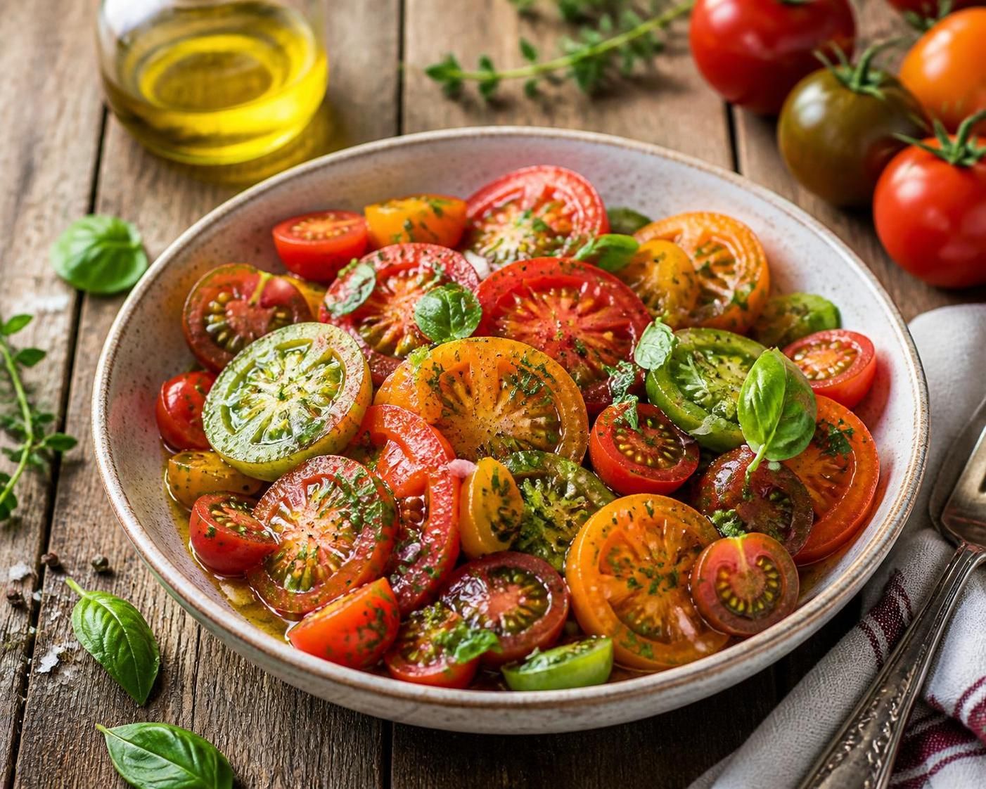 découvrez nos astuces pour préparer une vinaigrette parfaite qui sublimera la fraîcheur et l'équilibre de votre salade de tomates.