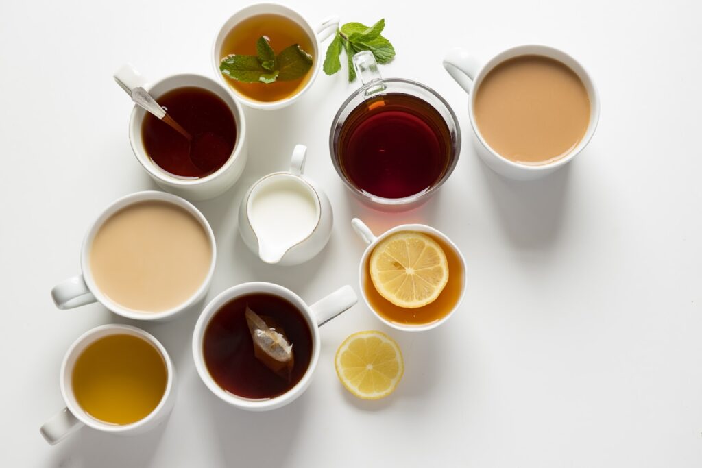 flat-lay photography of variety of beverage filled glasses