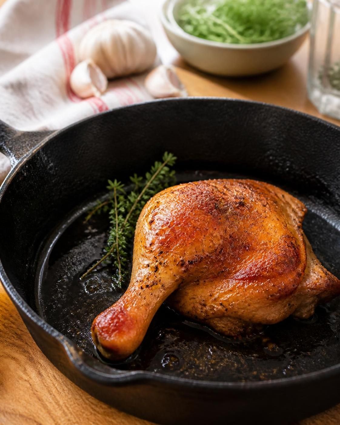 découvrez nos astuces pour réussir vos cuisses de poulet à la poêle avec une peau parfaitement croustillante et une saveur intense à chaque bouchée.