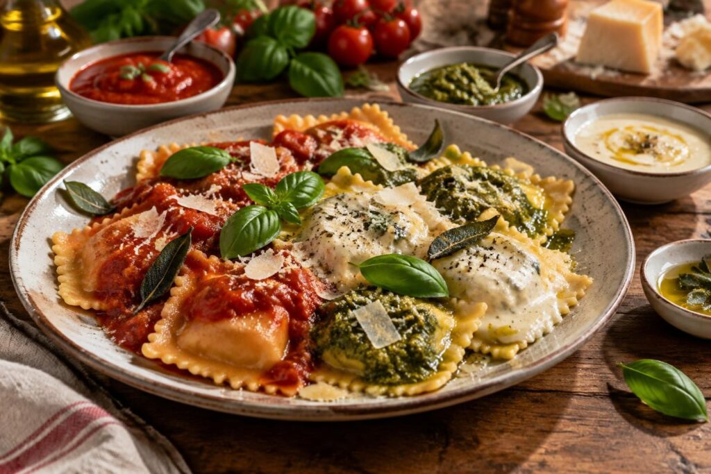 découvrez des idées de sauces savoureuses pour accompagner vos raviolis : tomate, crème, pesto ou beurre parfumé, il y en a pour tous les goûts.