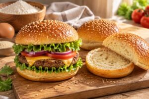 préparez des pains burgers maison moelleux et savoureux avec cette recette simple, idéale pour composer un burger gourmand à votre goût.