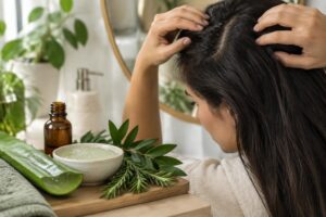 découvrez des remèdes naturels contre les pellicules : huiles, soins et gestes simples pour apaiser le cuir chevelu et retrouver des cheveux sains.
